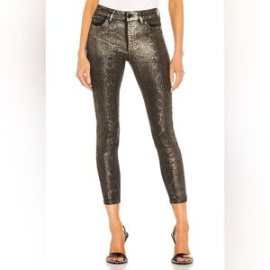 ALLSAINTS Jeans Women’s Size 29 Black Gold Miller Mid Rise Snake Skinny Jean